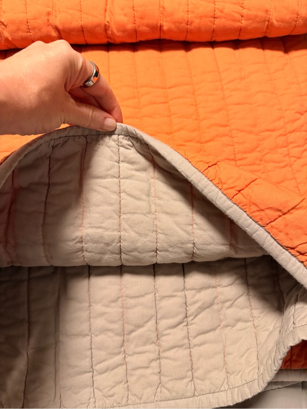 baby & child by Restoration Hardware Queen Orange and Grey Quilt with 2 shams